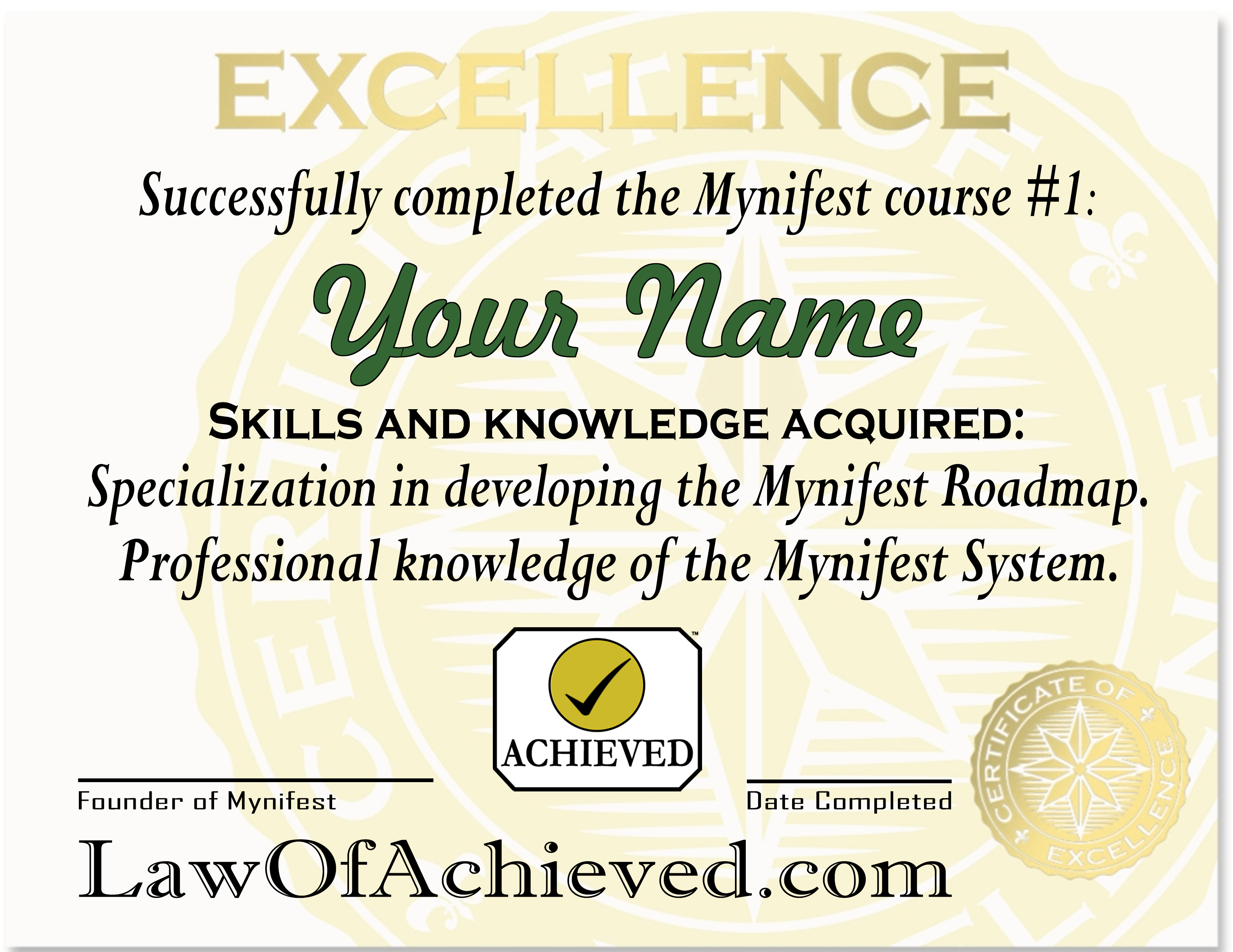 Mynifest course